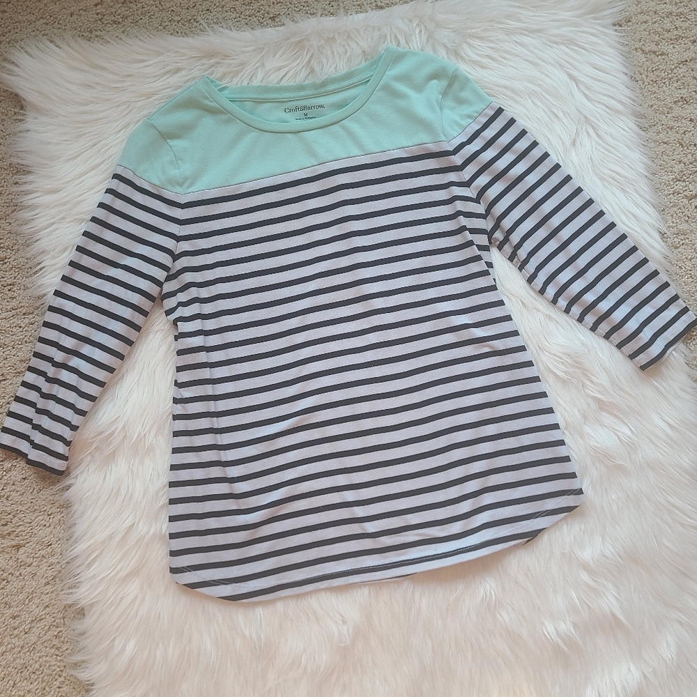 Croft & Barrow 3/4 Sleeve Striped T-shirt - Picture 7 of 15